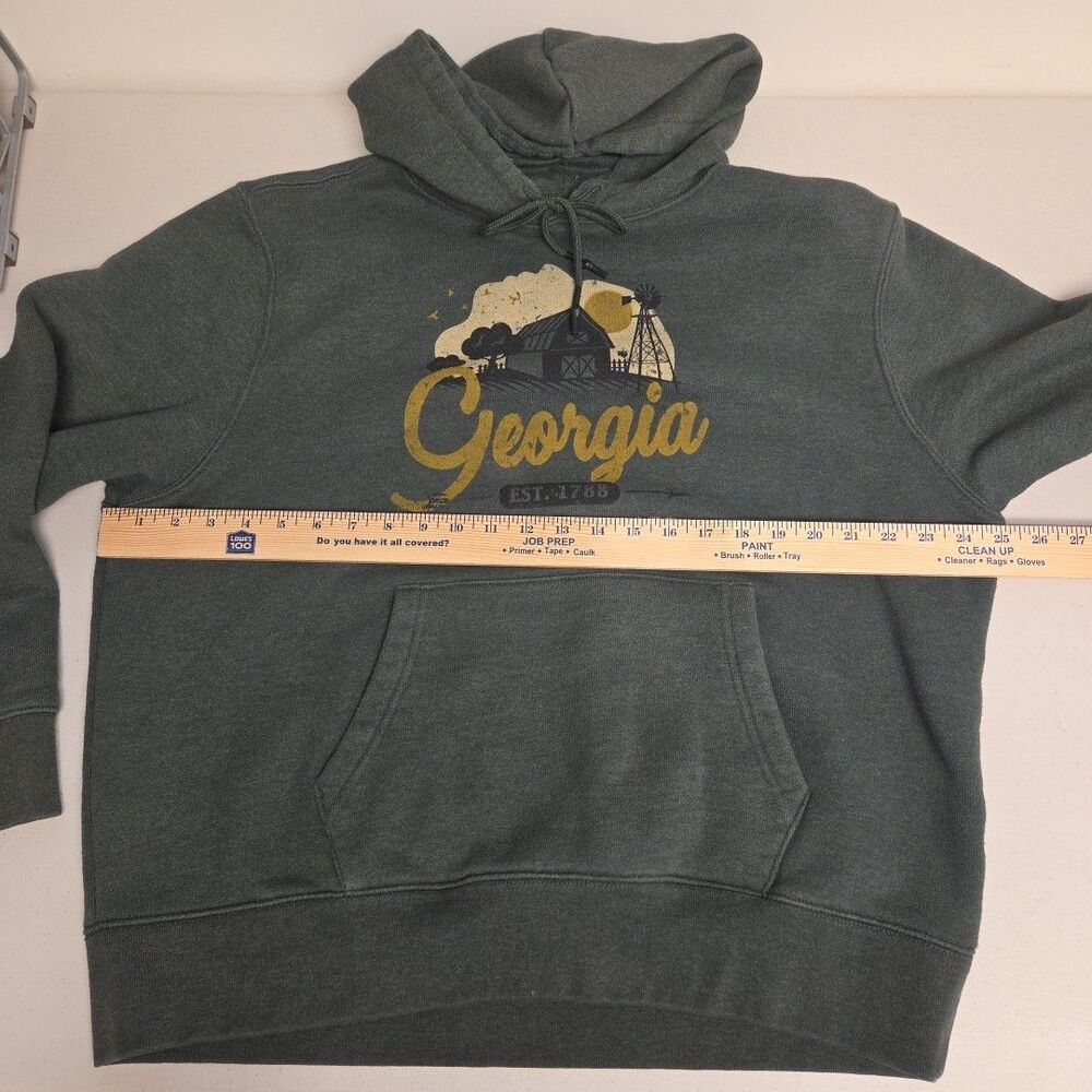 State of Mine Georgia Fleece Hoodie Sweatshirt Green Size XL Men's Unisex - Picture 6 of 10